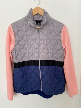 Nike Running Quilted Colorblock Jacket - Gray, Navy & Pink-M